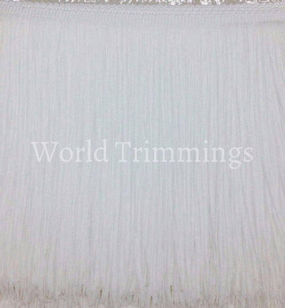 18 Inch Long Chainette Fringe Selling By Yard. White Clothing Accessories