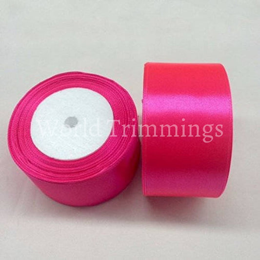 2 Single Face Satin Ribbon Price Per Roll/25 Yards In Coral Available 10 Colors Neon Got Pink