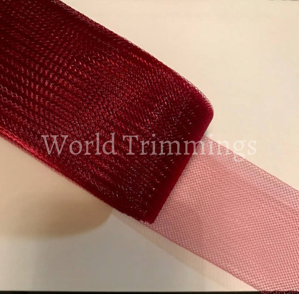 3 Inch Wide Soft Polyester Horsehair Braid Selling Per Roll/ 22 Yards Burgundy Bridal Party Dresses