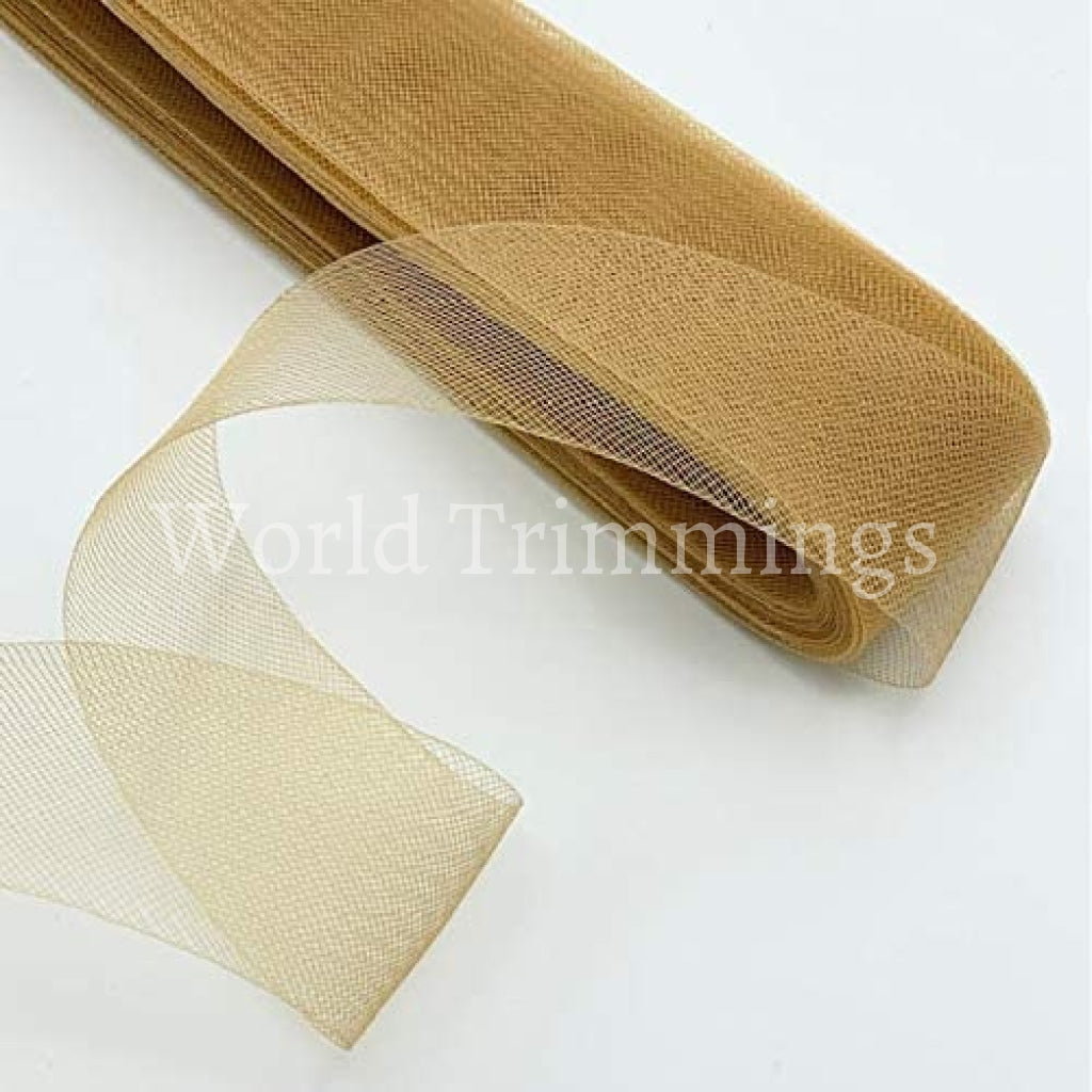 3 Inch Wide Soft Polyester Horsehair Braid Selling Per Roll/ 22 Yards Camel Bridal Party Dresses