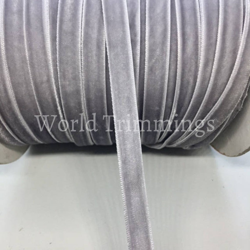 3/8 Velvet Ribbon Single Face Selling Per 10 Yards Light Gray Clothing Accessories