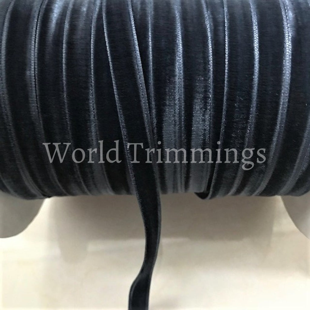 3/8 Velvet Ribbon Single Face Selling Per 10 Yards Navy Blue Clothing Accessories