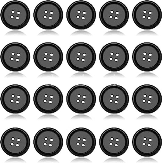 5/8(15Mm) Flatback Resin Black Buttons For Sewing Diy Craft Pack Clothing Accessories