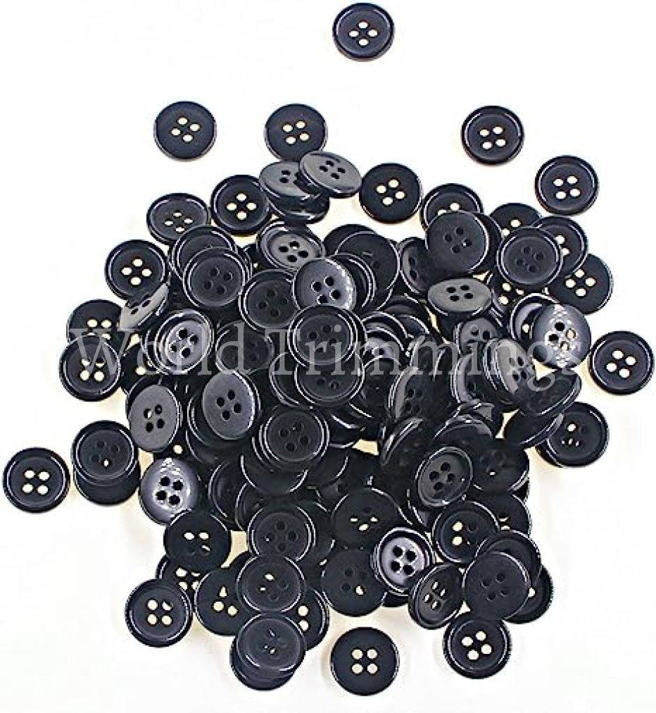 5/8(15mm) Flatback Resin Black Buttons for Sewing , DIY Craft Pack – World  Trimmings