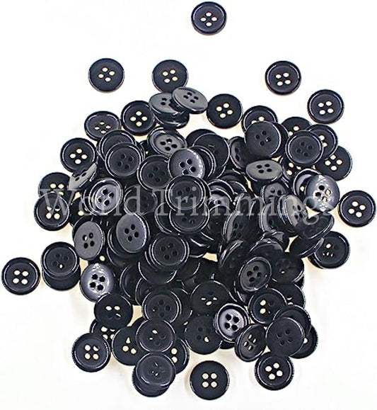 5/8(15Mm) Flatback Resin Black Buttons For Sewing Diy Craft Pack Clothing Accessories