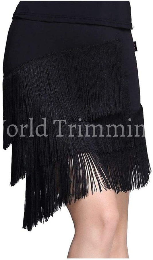 6 Inch Long Fringe Black Chainette 1 Yard Clothing Accessories