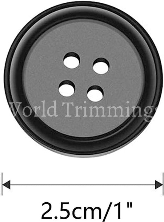 Blazer Buttons Black 1 Inch For Crafts Sewing 36Pcs 25Mm Resin Round 4 Holes Diy Handmade Clothes