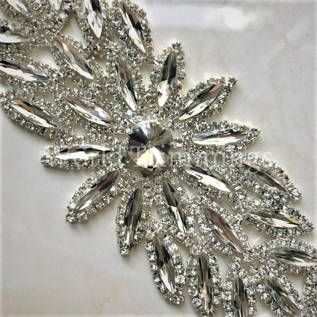 Bridal Sash Applique Shine Like Swarovski High Quality ( Silver Crystal) Belts