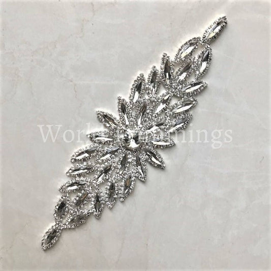 Bridal Sash Applique Shine Like Swarovski High Quality ( Silver Crystal) Belts