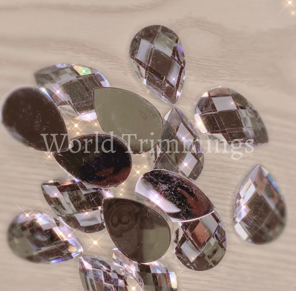 High Quality Crystal Tear Drop Resin Stone 20X30Mm With Two Holes Sew On Diamante Rhinestone Gems