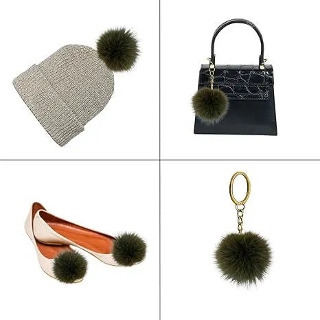 3 1/2 - 4 Inch Natural Genuine Fur Pom Pom Ball