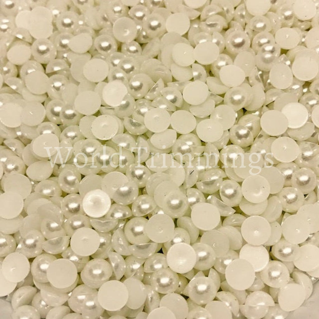 50 Grams of Off White 8MM Or 10MM Loose Pearl Flat Back Half Pearl Price  Per Pack/50 Grams Glue on