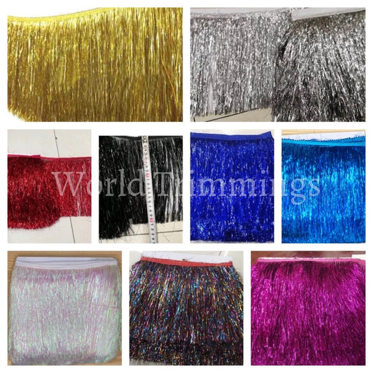 Metallic Fringe 7 Inch (Red/Silver/Gold/Black/Royal Blue/Green) Price Per Yard Clothing Accessories