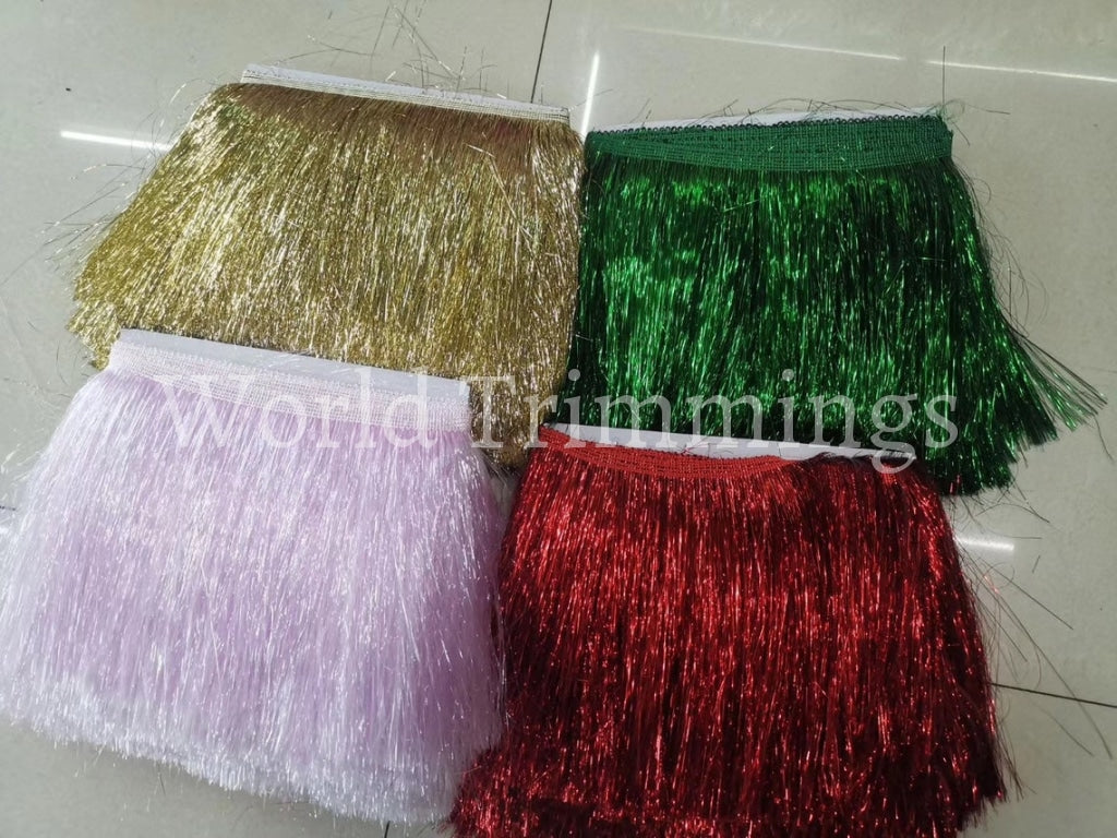 Metallic Fringe 7 Inch (Red/silver/gold/black/royal Blue/green) Price Per Yard Clothing Accessories