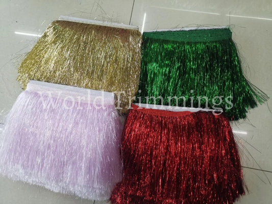 Metallic Fringe 7 Inch (Red/silver/gold/black/royal Blue/green) Price Per Yard Clothing Accessories