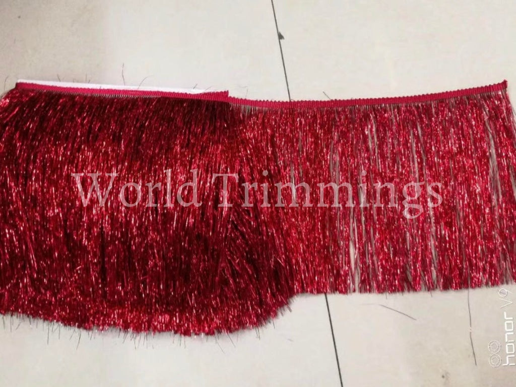 Metallic Fringe 7 Inch (Red/silver/gold/black/royal Blue/green) Price Per Yard Red Clothing