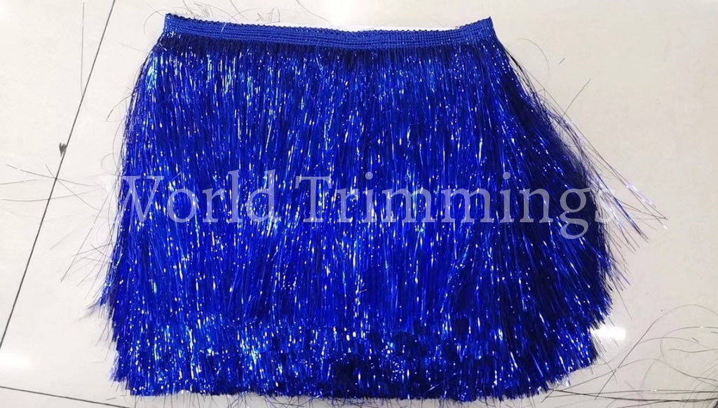 Metallic Fringe 7 Inch (Red/silver/gold/black/royal Blue/green) Price Per Yard Royal Blue Clothing