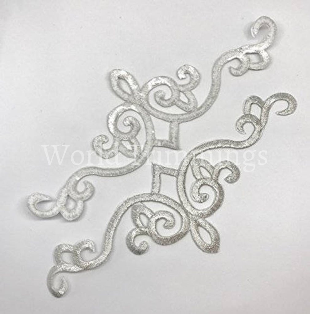 Metallic Silver Trimming Patch Applique Iron On Transfer Price For 2 Pcs Baby & Toddler Clothing