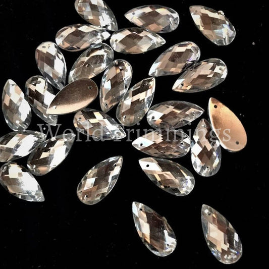 Shiny High Quality Tear Drop Resin Stone Crystal 10X20Mm With Two Holes Sew On Diamante Rhinestone