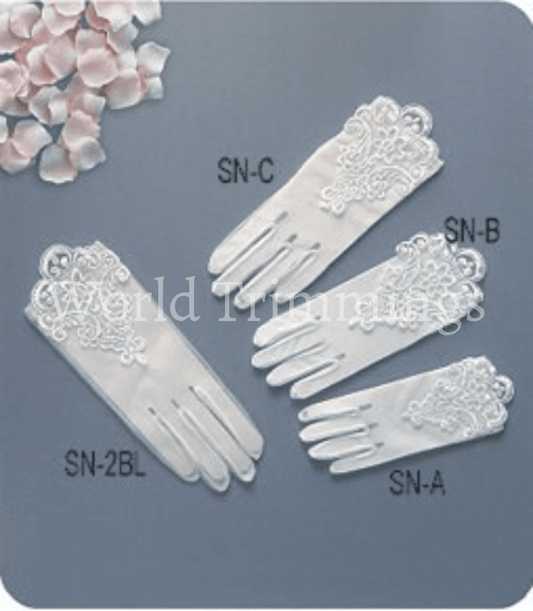 White Sheer Embroidered Gloves For 4-7Years 8-12 Years 13-16 Old Kids/Girls & Mittens