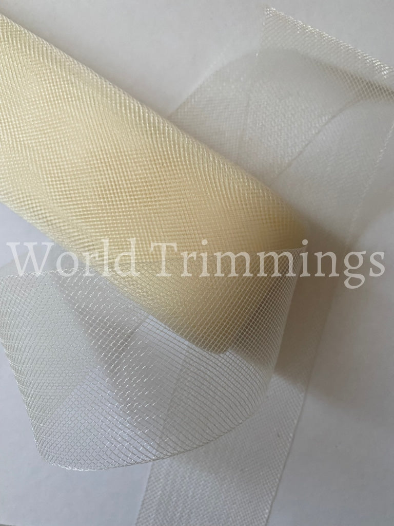 1 1/2 Inch Wide Polyester White Horsehair Braid Selling Per Roll/ 22Yards Ivory Bridal Accessories