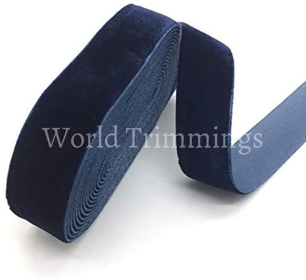 1 Inch Of Velvet Ribbon Single Face Price For 5 Yards Blue Traditional Clothing Accessories