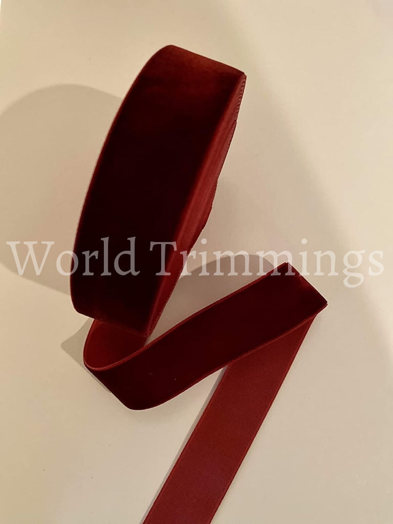 1 Inch Of Velvet Ribbon Single Face Price For 5 Yards Burgundy Traditional Clothing Accessories