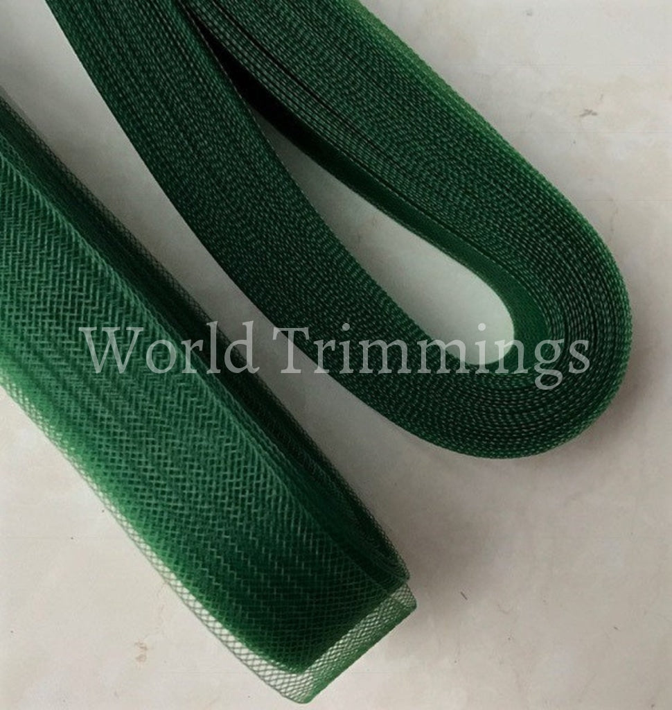 1 Inch Soft Polyester Horsehair Braid Selling Per Roll/22Yards Dark Green Clothing Accessories