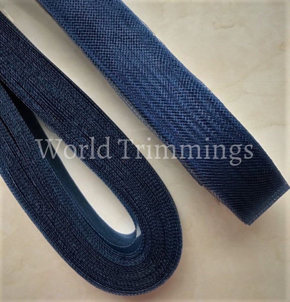 1 Inch Soft Polyester Horsehair Braid Selling Per Roll/22Yards Navy Blue Clothing Accessories