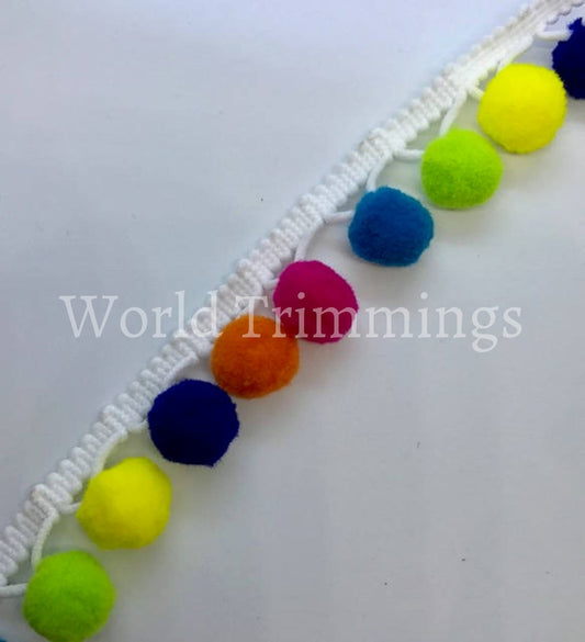 10 Yards Colorfuly Tiny Pom Trim With 17Mm Ball Mini Pompom Trim Lace Ribbon Clothing Accessories