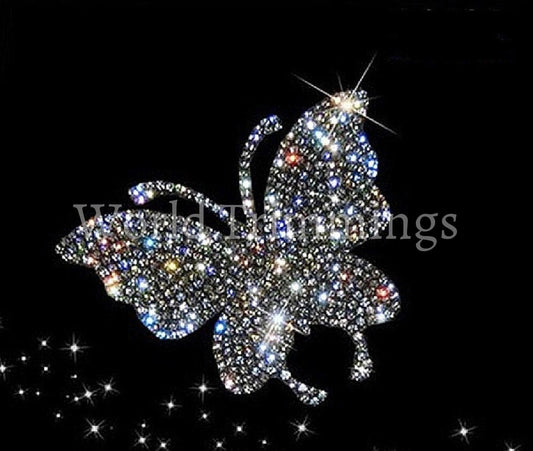 10Pcs Butterfly Shape Crystal Decal Emblem Decor Rhinestone Transfer Iron On Hot Fix Bling Motif For