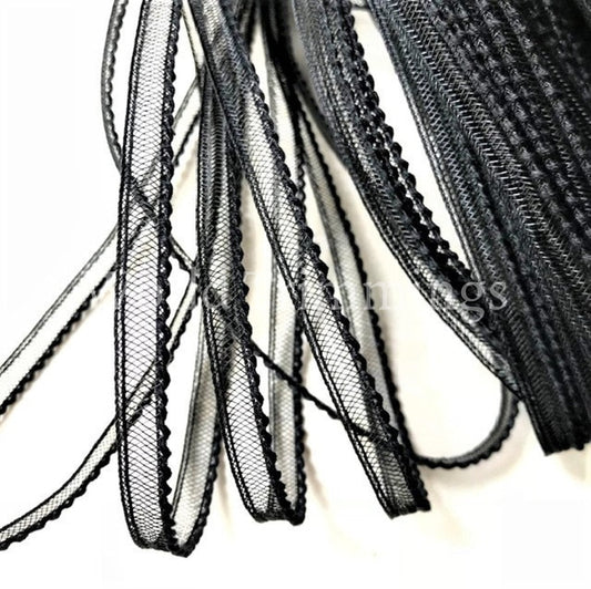 1/2 Inch Polyester Black Or White Braid Horsehair For Bridal Hems Tapes Veils Millinery Hat Clothing