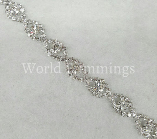 1/2 Wide Rhinestone Crystal/silver Band Wedding Accessories Price Per Yard Bridal