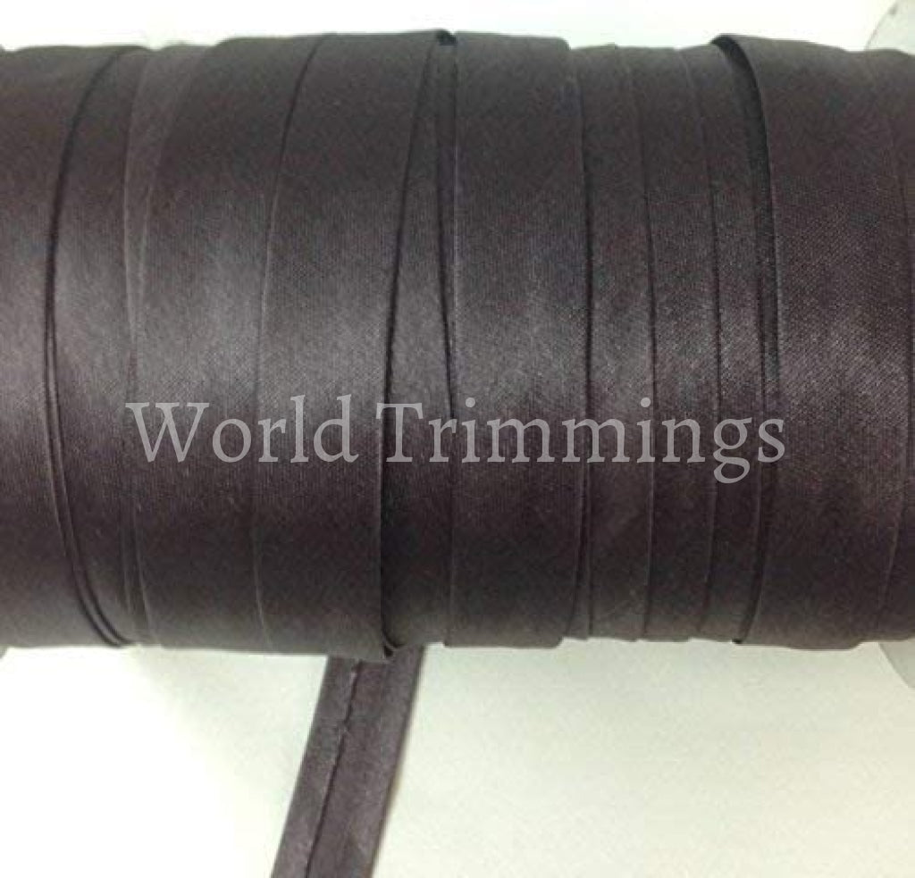 12 Yards 5/8 Inch Single Fold Satin Bias Tape Brown Traditional Clothing Accessories