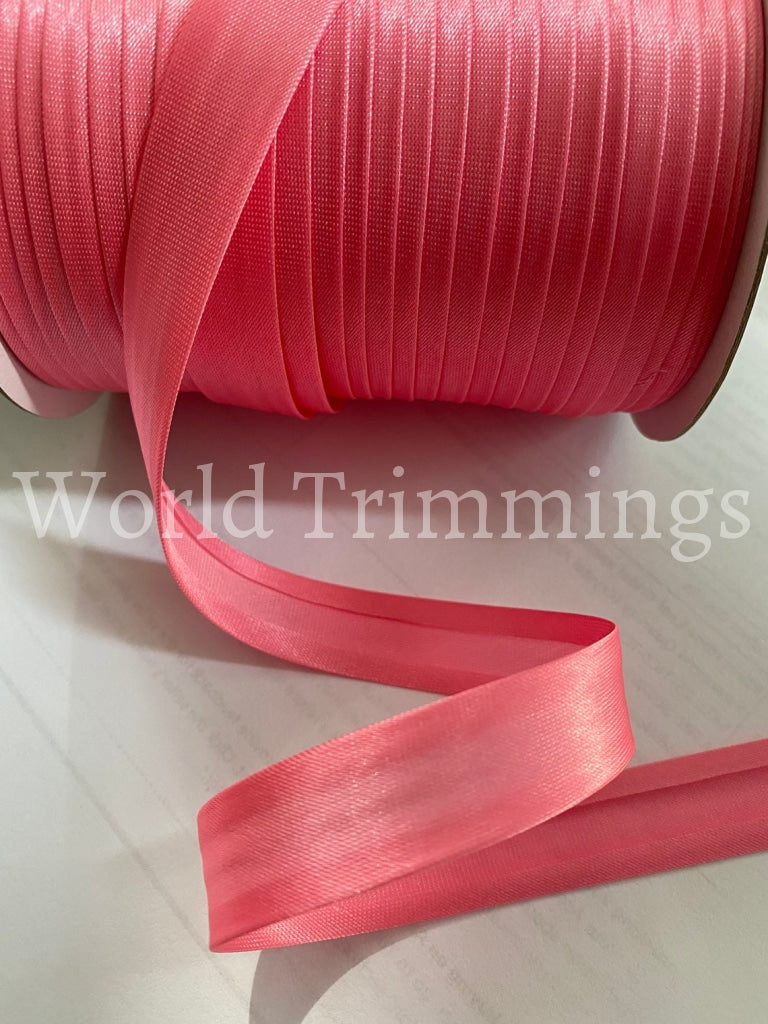 12 Yards 5/8 Inch Single Fold Satin Bias Tape Coral Traditional Clothing Accessories