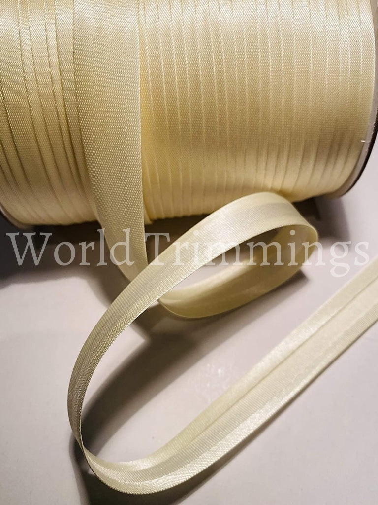 12 Yards 5/8 Inch Single Fold Satin Bias Tape Cream Traditional Clothing Accessories