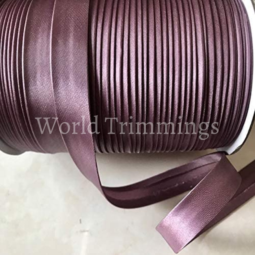 12 Yards 5/8 Inch Single Fold Satin Bias Tape Dark Rose Mauve Traditional Clothing Accessories