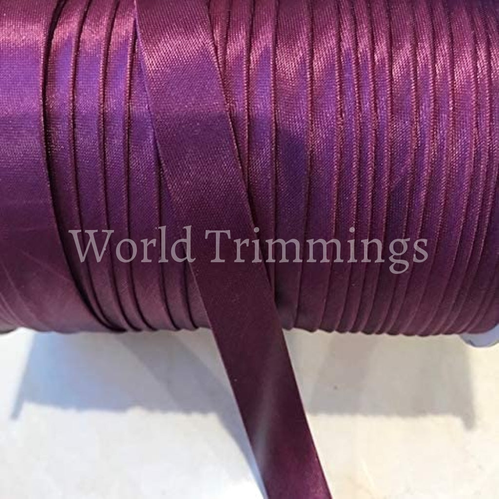 12 Yards 5/8 Inch Single Fold Satin Bias Tape Eggplant Traditional Clothing Accessories