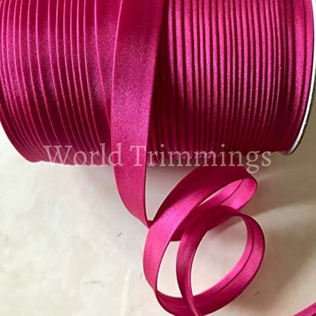 12 Yards 5/8 Inch Single Fold Satin Bias Tape Fuchsia Traditional Clothing Accessories