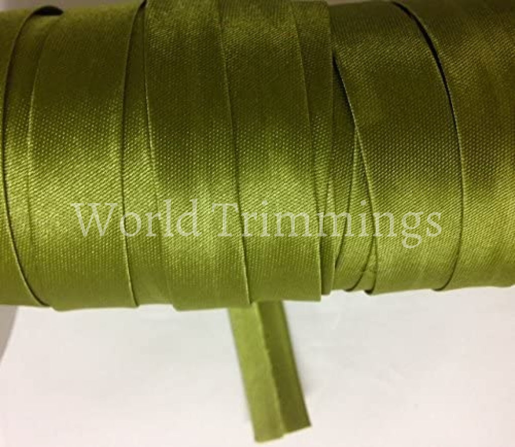 12 Yards 5/8 Inch Single Fold Satin Bias Tape Olive Green Traditional Clothing Accessories