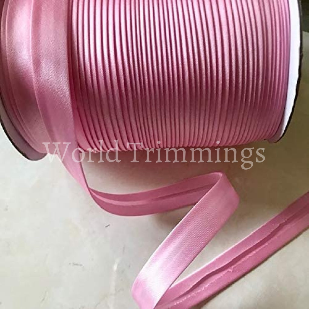 12 Yards 5/8 Inch Single Fold Satin Bias Tape Pink Traditional Clothing Accessories