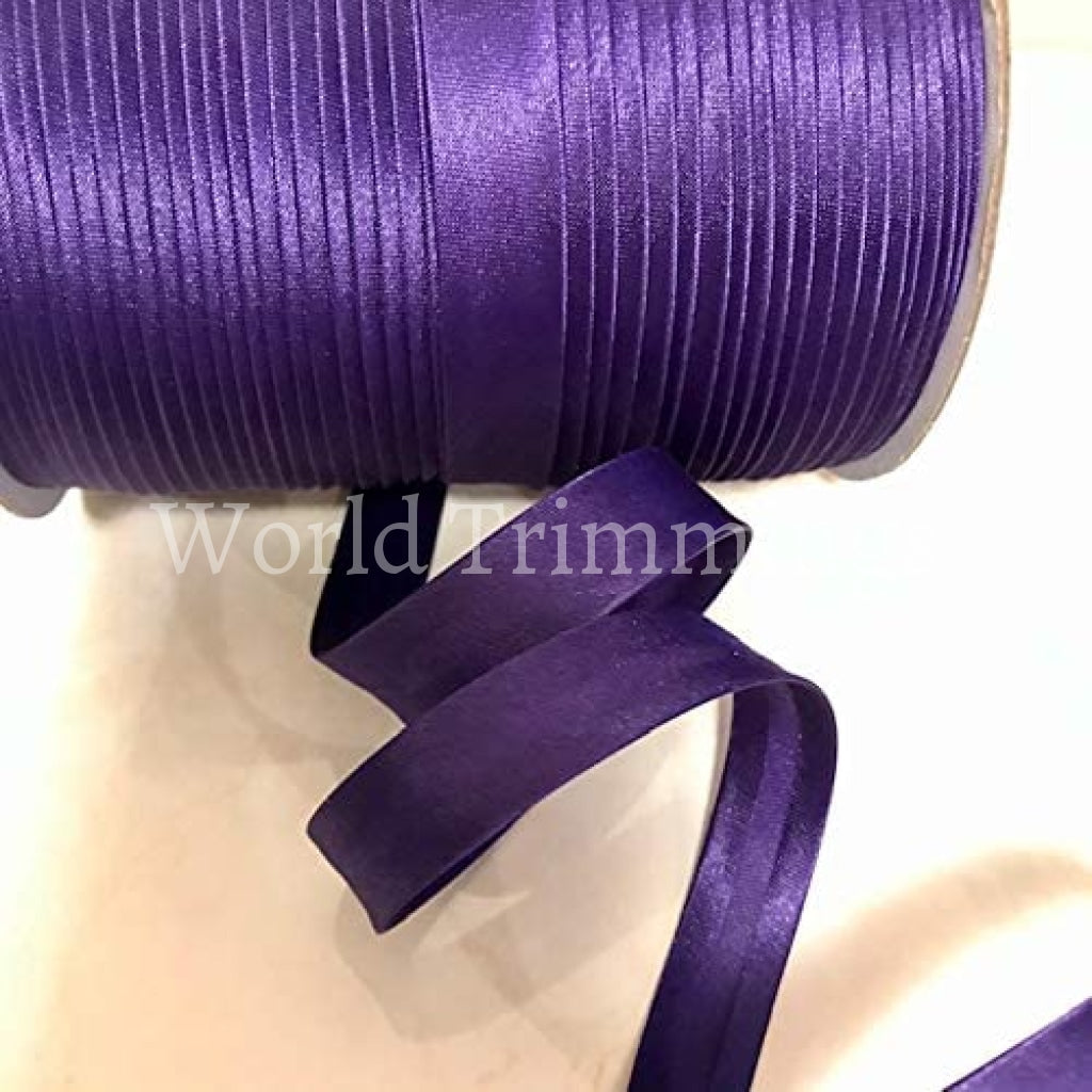 12 Yards 5/8 Inch Single Fold Satin Bias Tape Purple Traditional Clothing Accessories