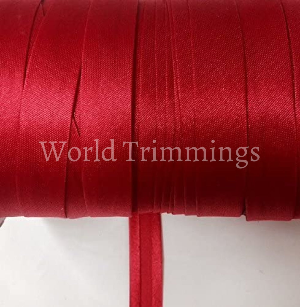 12 Yards 5/8 Inch Single Fold Satin Bias Tape Red Traditional Clothing Accessories