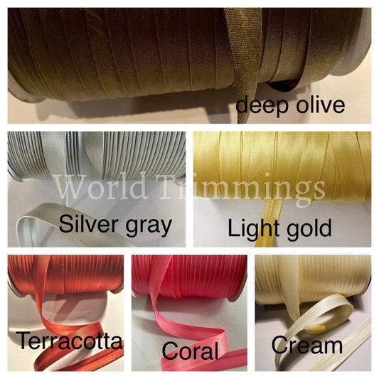 12 Yards 5/8 Inch Single Fold Satin Bias Tape Traditional Clothing Accessories