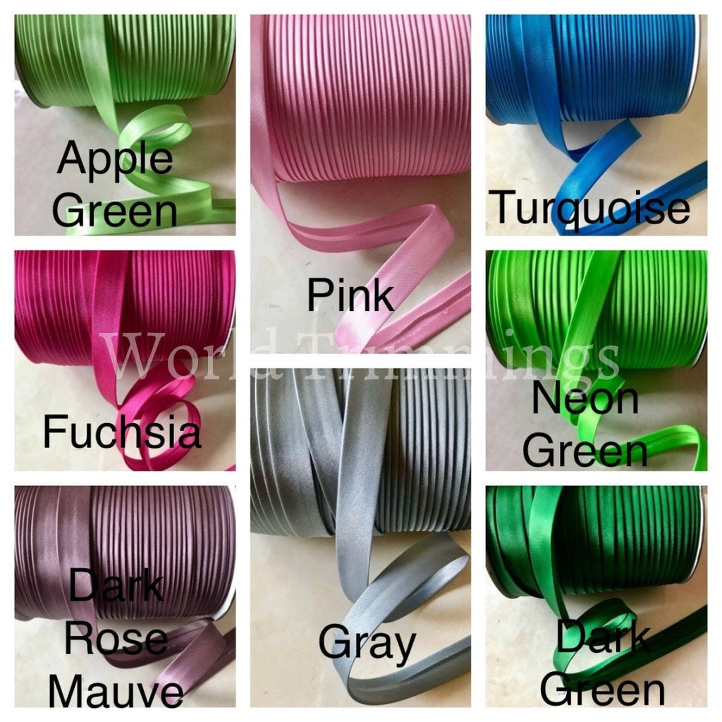 12 Yards 5/8 Inch Single Fold Satin Bias Tape Traditional Clothing Accessories