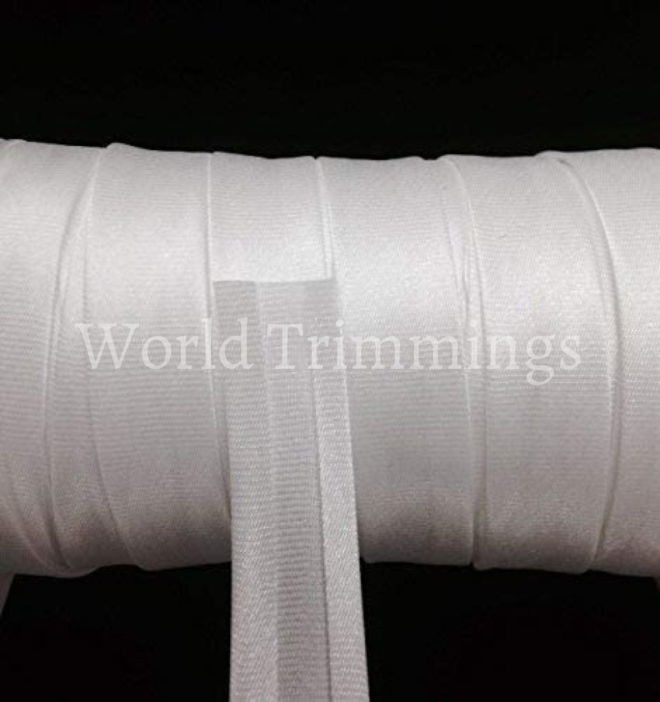 12 Yards 5/8 Inch Single Fold Satin Bias Tape White Traditional Clothing Accessories