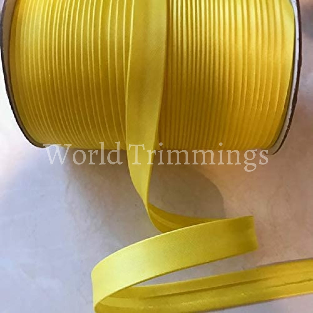 12 Yards 5/8 Inch Single Fold Satin Bias Tape Yellow Traditional Clothing Accessories