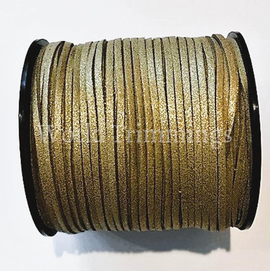 12 Yards Metallic Gold Faux Suede Leather Cord String Diy Supplies Lace Vegan Bracelet Cord 3Mm