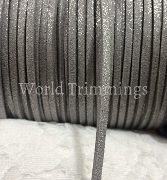 12 Yards Metallic Silver Faux Suede Leather Cord String Diy Supplies Lace Vegan Bracelet Cord 3Mm