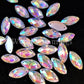 12X25Mm Crystal Ab Navette Resin Stone Rhinestones Flat Back Clear Aurora Borealis Marquise Sew On